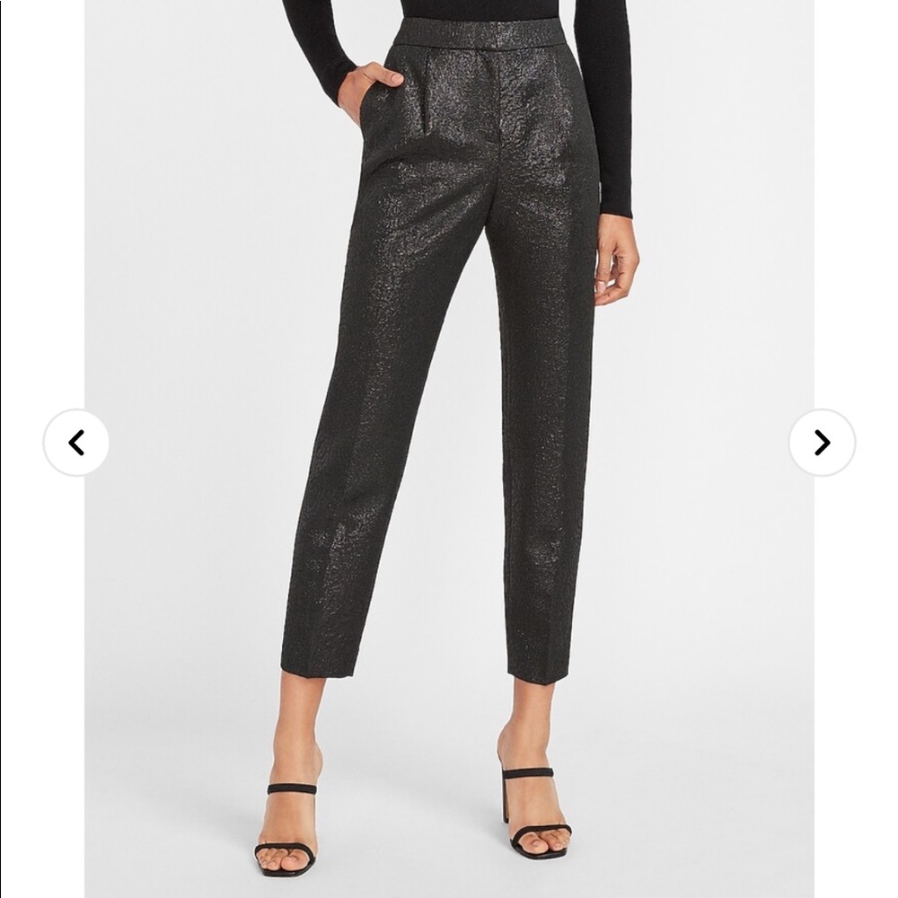 Express high waisted metallic jacquard ankle pant
